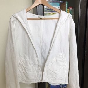 J. Jill open front white hooded jacket M
